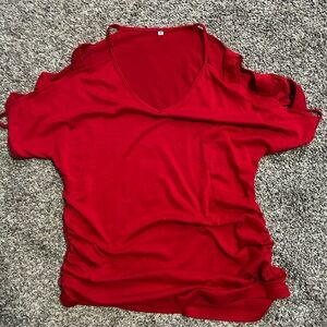 Women's Red Cold Shoulder Top